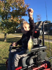 THIS POWER CHAIR IS GREAT FOR WHEN I GO FISHING…THANKS SO MUCH TO MISS KRISTA AND HER FAMILY FOR GIVING IT TO ME!